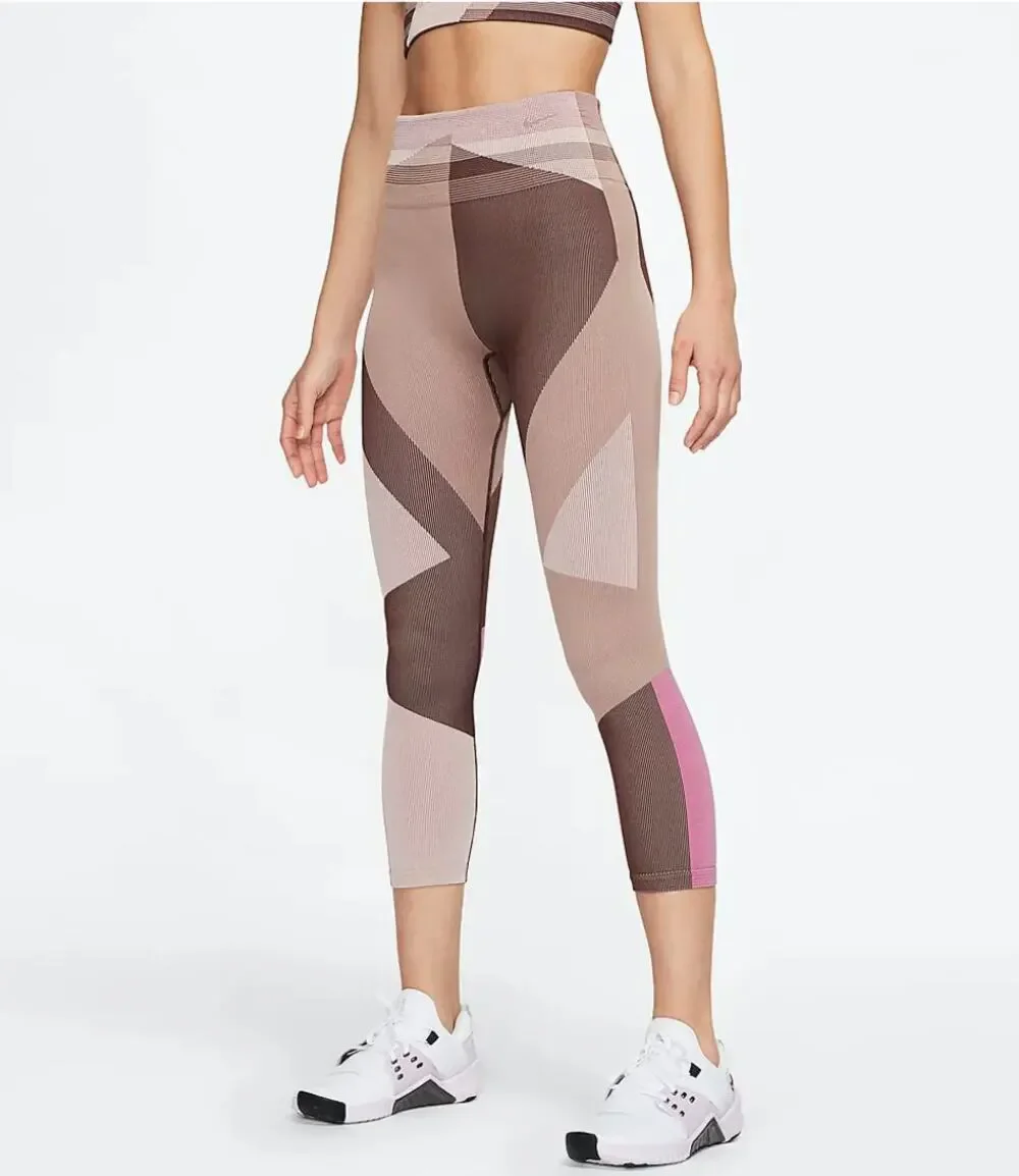 NIKE Pink Sculpt Icon Clash High Rise Seamless Training Tights Leggings Size M